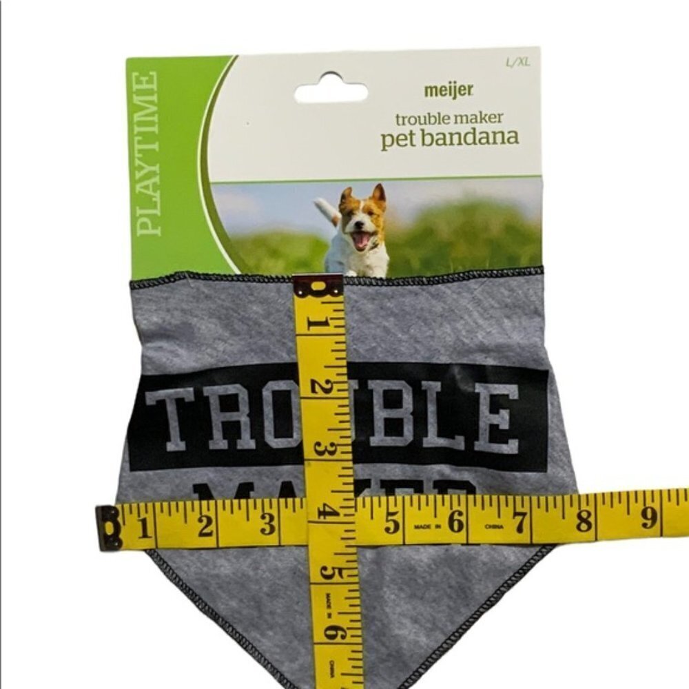 Dog Bandanna Trouble Maker Adjustable Tie On Gray Black Graphic Large X Large - Picture 5 of 11